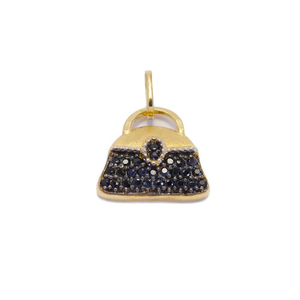 Pingente Bolsa Safira em Ouro 18 Kilates - 22890